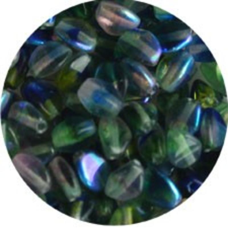 Pinch Bead. 3x5mm. Crystal Blue Green AB.