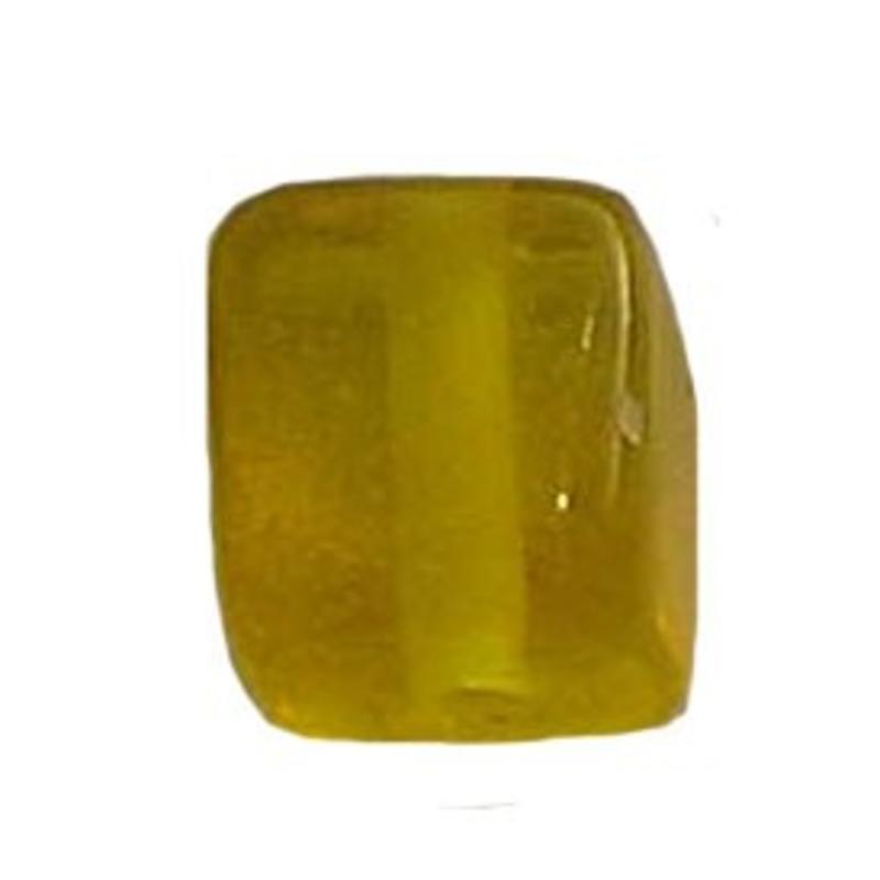 Glass bead. 8x8x8mm. Cube. Transparent yellow.