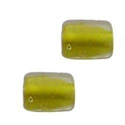 Glaskraal. 5x10mm. Tube. Geel Transparant