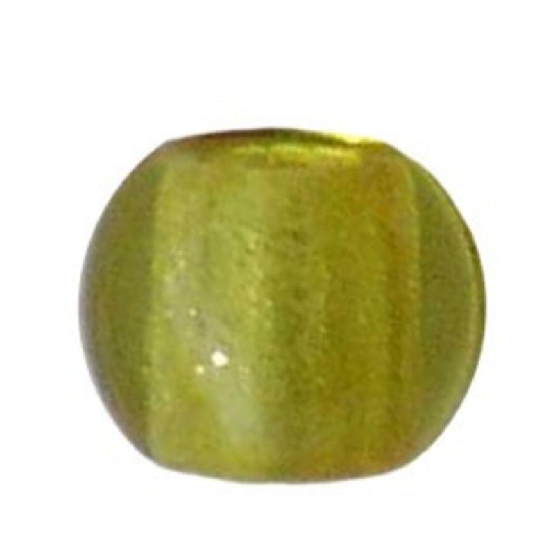 Glaskraal. 9x11mm. Rondelle met groot gat. Helder Geel.