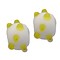 Glaskraal. 10mm. Fantasie, Wit met gele dots.