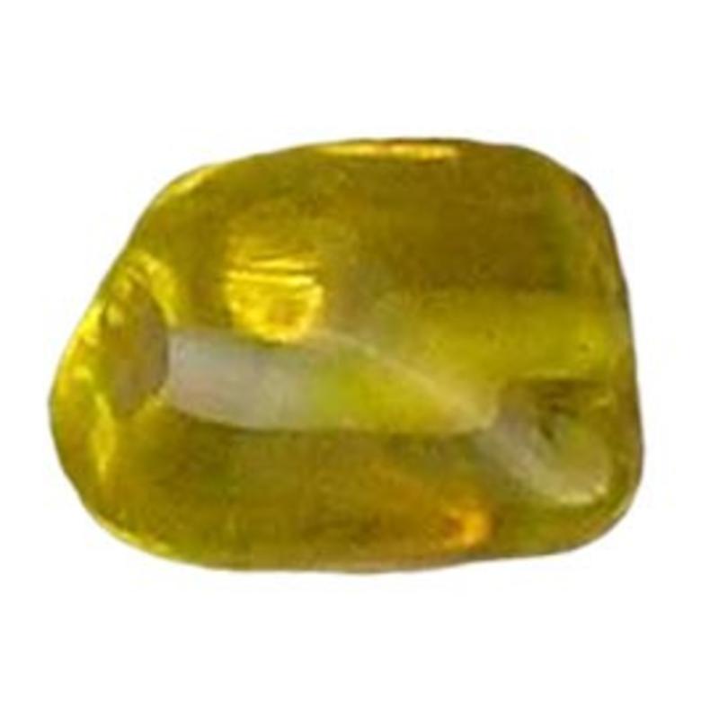 Glass bead. 9x18mm. Rectangular twisted. Transparent yellow.