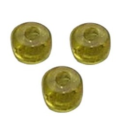 Glaskraal. 5x9mm. Veterkraal met zilverfolie. Geel.
