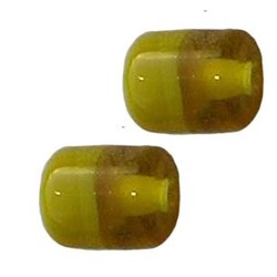 Glaskraal. 8x9mm. Tube. Tweekleurig. Geel