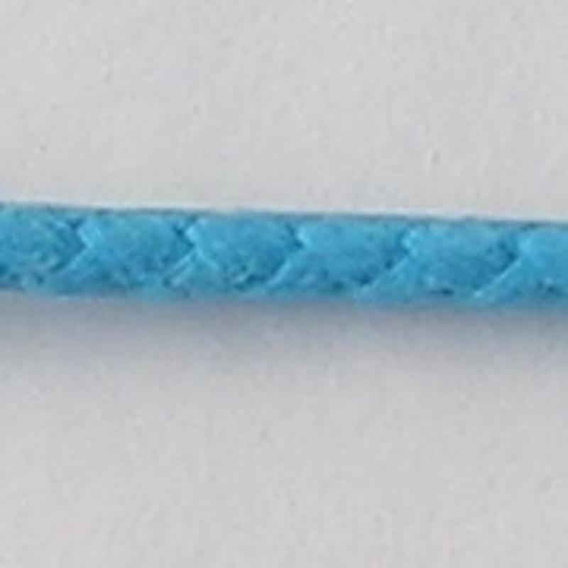 Waxkoord. 3mm. Bolo gevlochten. Aqua