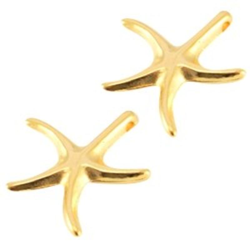 Starfish Pendant Smooth. Gold 18mm.