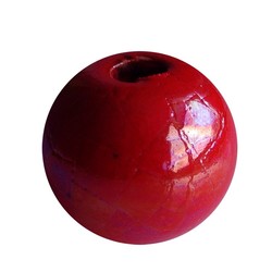 Keramiekkraal. 24mm. Rood. groot gat