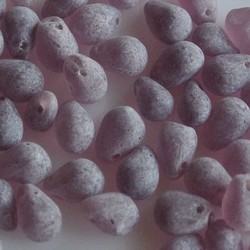 Glass bead drop. 5x7mm. Mat amethyst The hole is at the top of the bead. 100 pieces for.