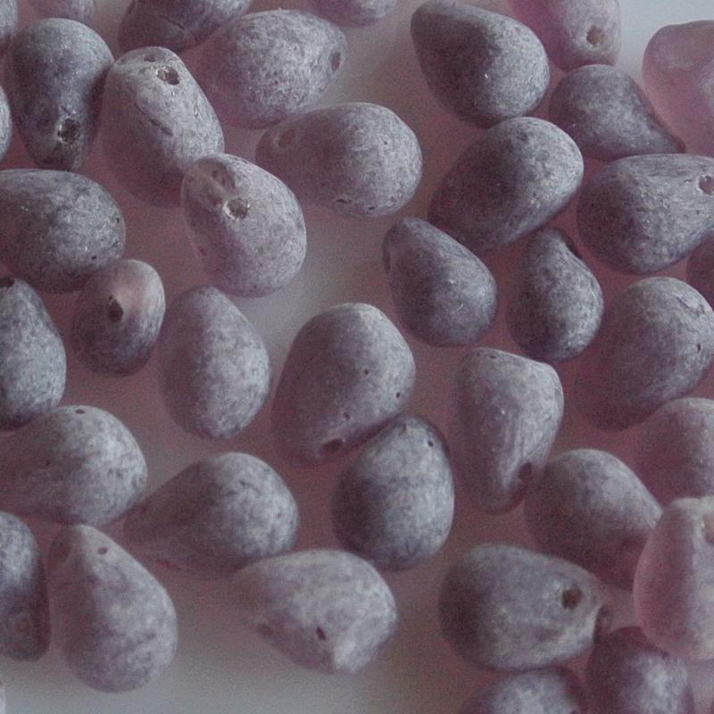 Glass bead drop. 5x7mm. Mat amethyst The hole is at the top of the bead. 100 pieces for.