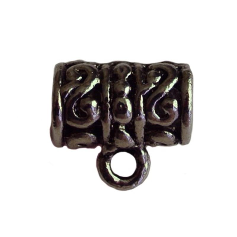 Metal bead with eye. 12x13mm. Silver large hole beads.