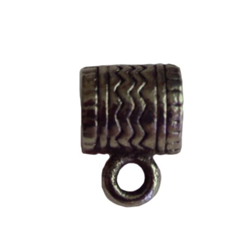 Metal bead with eye. 9x12mm. Silver large hole beads.