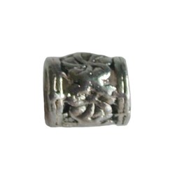 Metal bead floral. 9x11mm. Silver 4.5mm big hole beads.