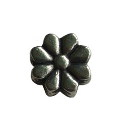 Metal bead flower flat. 11mm. Silver.