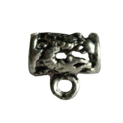 Metal bead with eye. 13x15mm. Silver large hole beads.