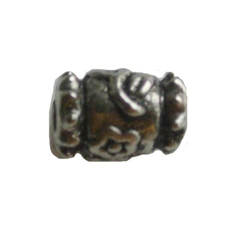 Metal bead modified tube-shaped. 7x10mm. Silver.