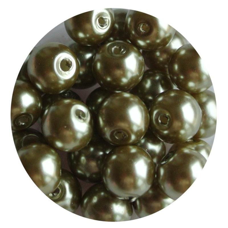 Glass pearl olivine 8mm 100 pieces
