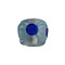 Glasperle. 6x7mm, Zylinder mit Fantasy-Motiv, Aqua mit Kobaltblau