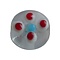 Glaskraal, 3x10mm, Rond plat, Aqua met rood bloemetje