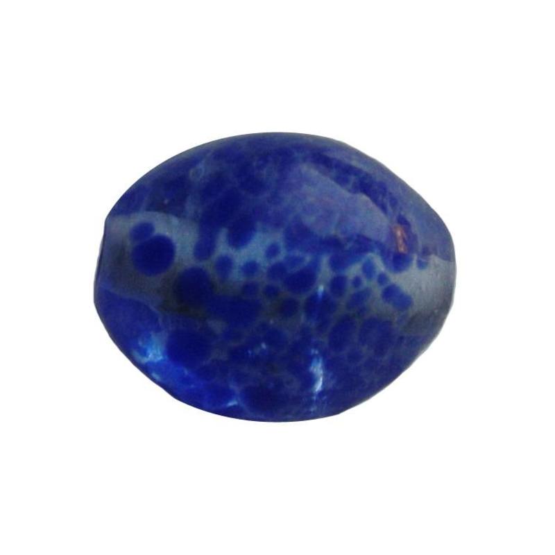 Glass bead. 11x12mm, Cobalt Blue fantasy motif
