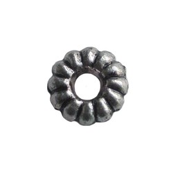 Metalen kraaltje spacer. 2x10mm. Zilverkleurig.