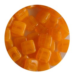 2 Hole Square Beads 6x6mm. Orange Opal