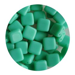 2-Loch-Platz Beads 6x6mm. Turquoise