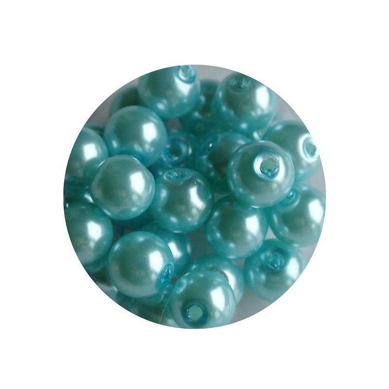 Glass bead aqua blue 6mm 100 pcs