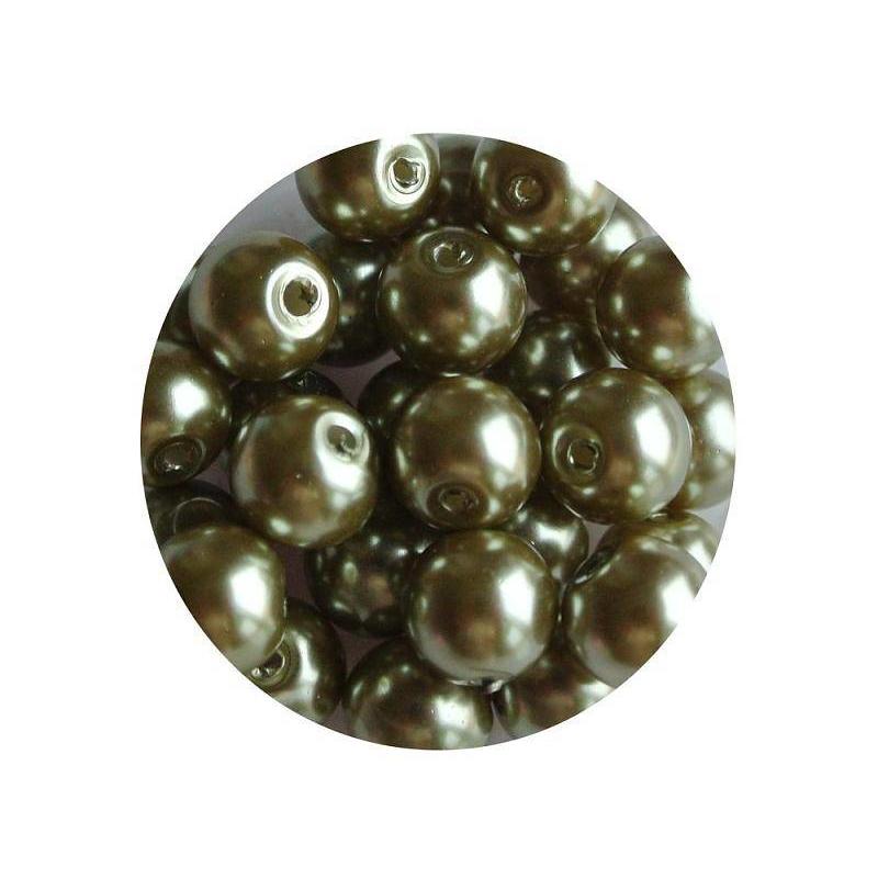 Glass pearl olivine 6 mm 100 pieces