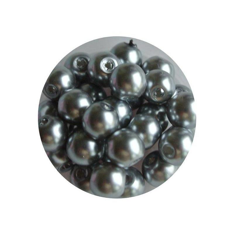 Glass Pearl 6mm light gray 100 pieces