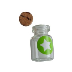 Mini glass bottle with cork,