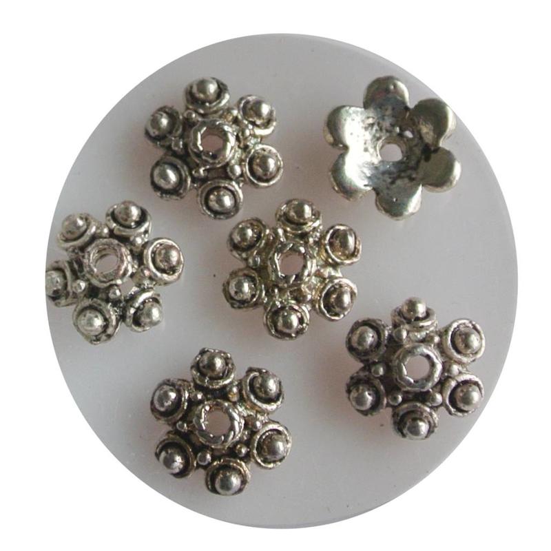 Bead Cap with 10mm balls. Silver-colored