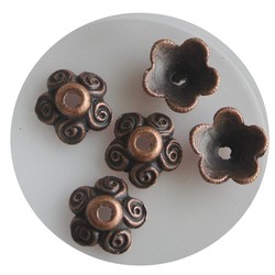 Bead Cap 10mm circles. Red Coppery