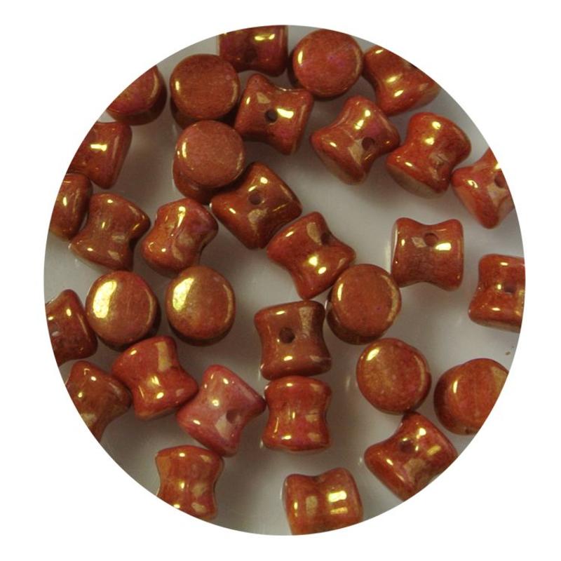 Pelletbead Orange Luster. 4x6mm. Czech Per 10 pieces for