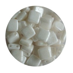 2 Hole Square Beads 6x6mm. Pearly white