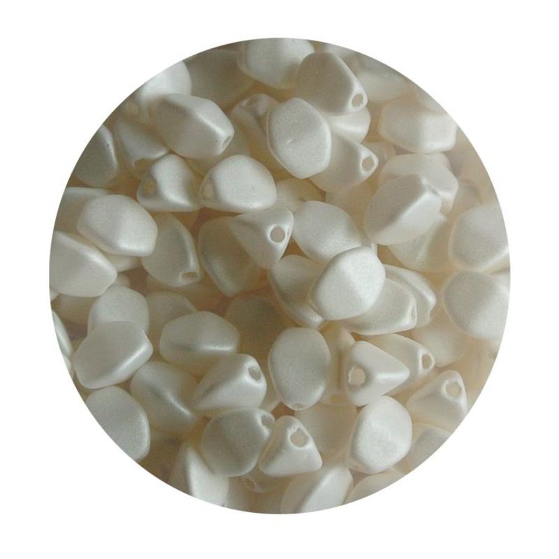 Pinch Bead. 3x5mm. Pastel white mat