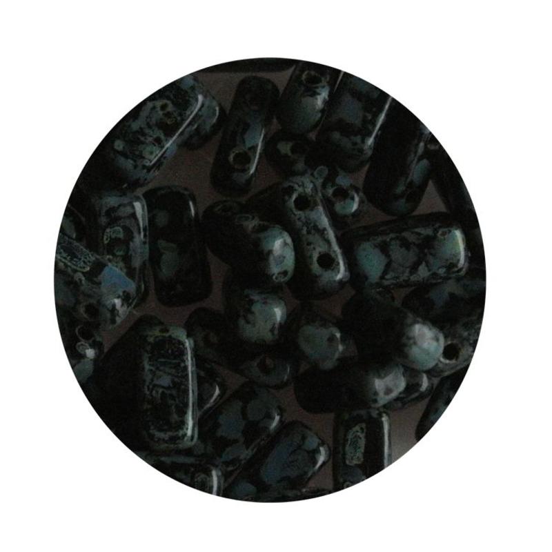 2 hole Prismabead 4x8mm Jet Travertin