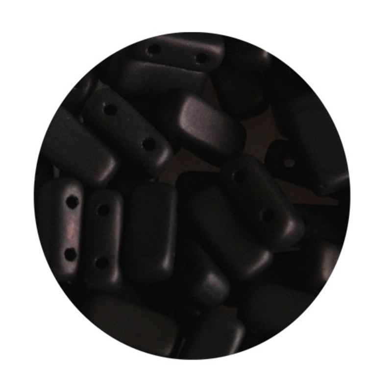 2 hole Prismabead 4x8mm Mat Donkerbruin