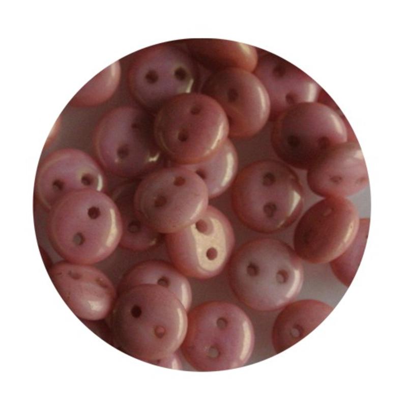 Czech mates lentils 2 hole roze luster 50 stuks voor