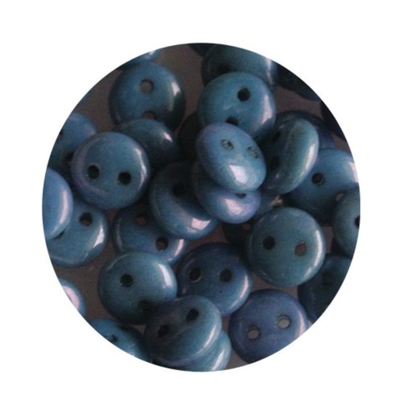 Czech mates lentils second hole blue luster for 50 pieces