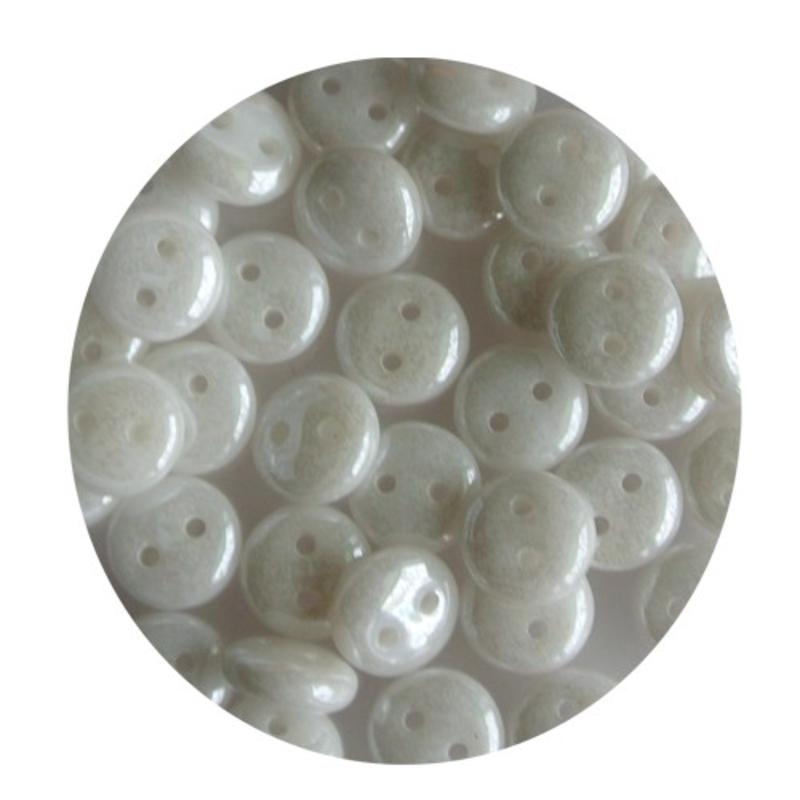 Czech mates lentils 2 hole wit parelmoer 50 stuks voor