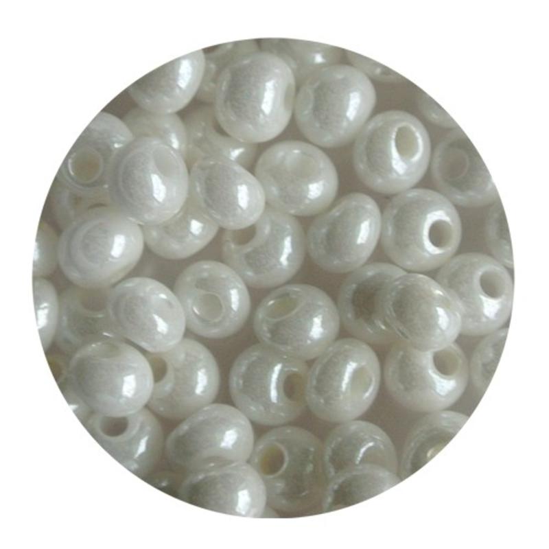 Preciosa drop beads 5/0 wit parelmoer ongeveer 25 gram voor
