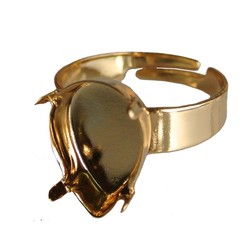 Adjustable Ring. Gold for Swarovski Drop 14x10mm