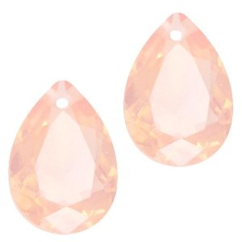 Facetgelepen Drop-shaped Pendant 10x14mm Lt Peach Opal