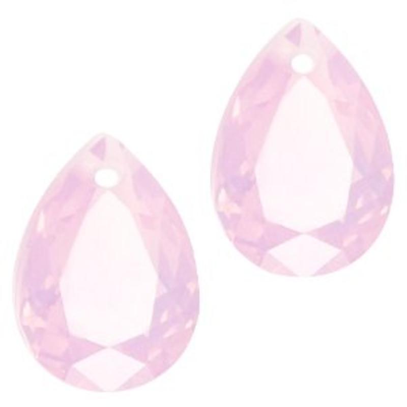 Facetgelepen Drop-shaped Pendant 10x14mm Rose Opal