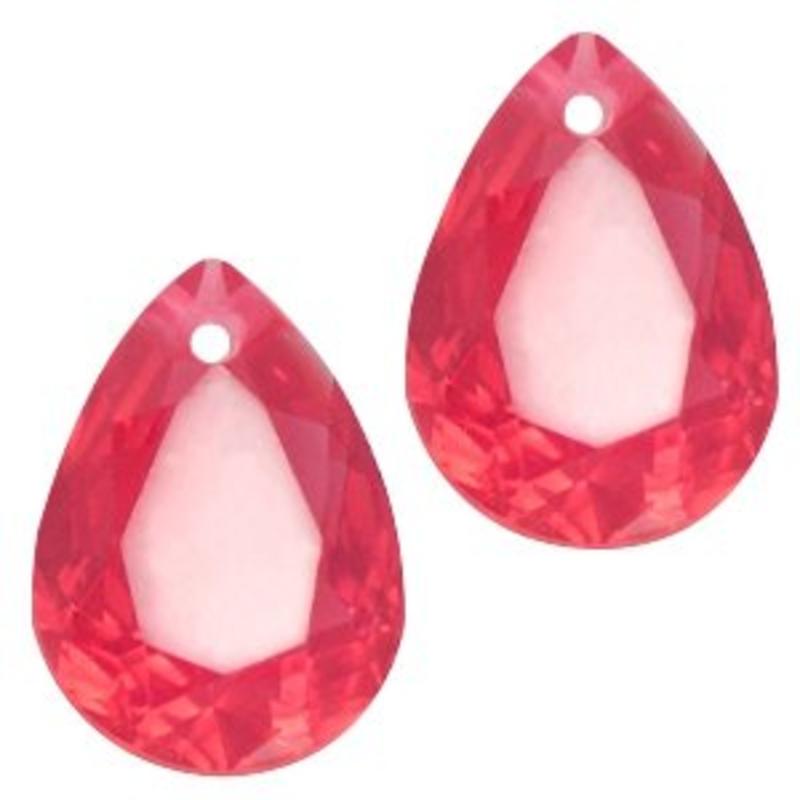 Facetgelepen Drop-shaped Pendant 10x14mm Rose Red Opal