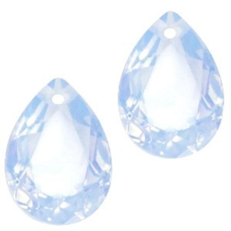 Facetgelepen drop-shaped pendant 10x14mm Lt. Sapphire Blue Opal