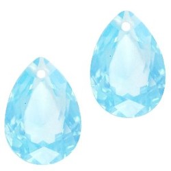 Facetgelepen drop-shaped pendant 10x14mm Aqua Blue Opal