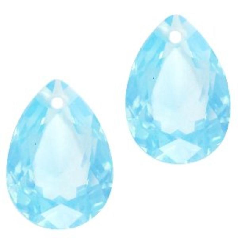 Facetgelepen drop-shaped pendant 10x14mm Aqua Blue Opal