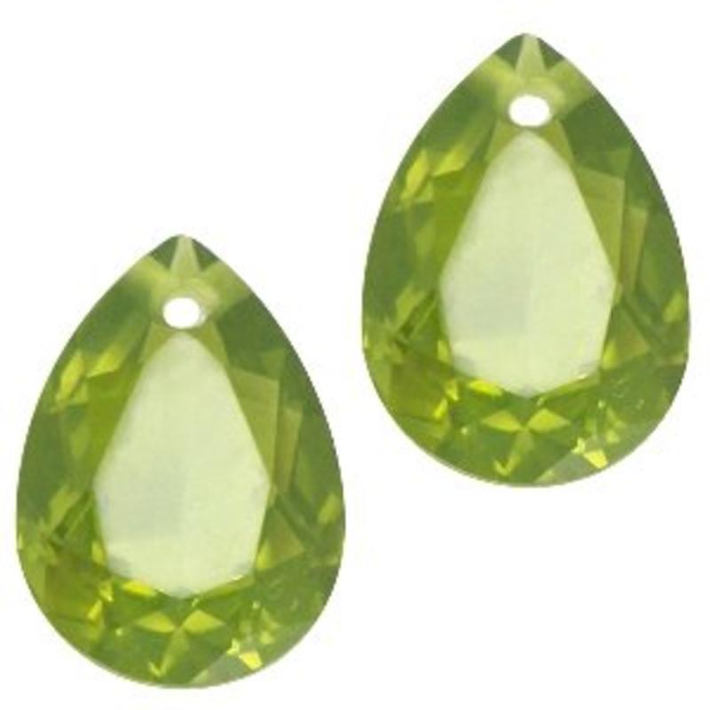 Facetgelepen drop-shaped pendant 10x14mm Olivine Green