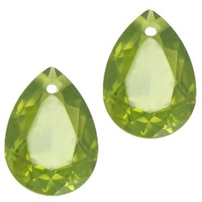 Facetgelepen druppelvormige hanger 10x14mm Olivine Green